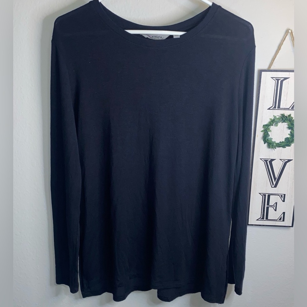ATHLETA MODAL BLACK LONG SLEEVE SHIRT